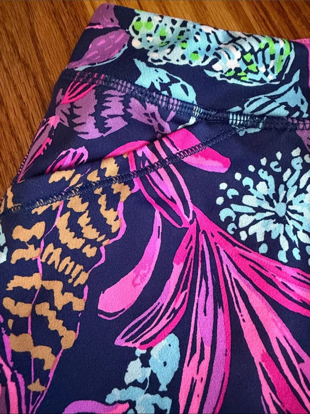 Lilly Pulitzer Navy Floral Skort with Pink, Turquoise & Purple Print